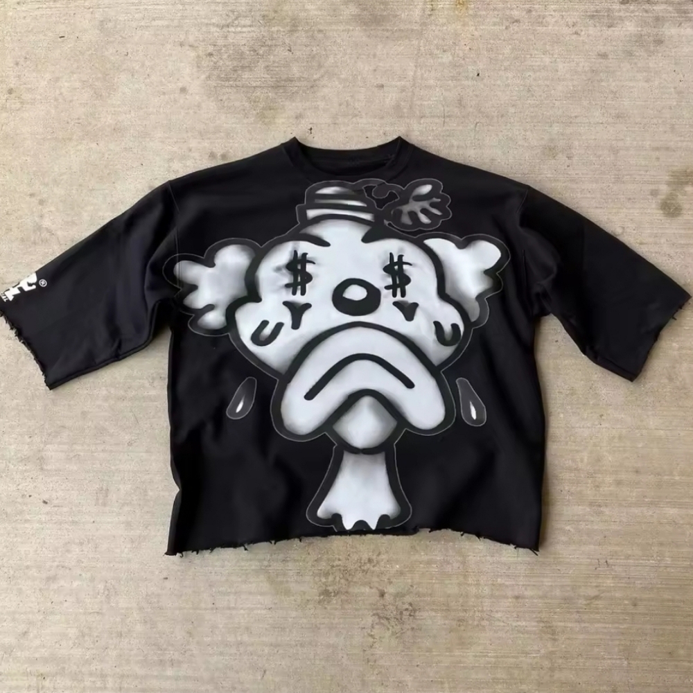 Black T-Shirt with Cartoon Graphic
